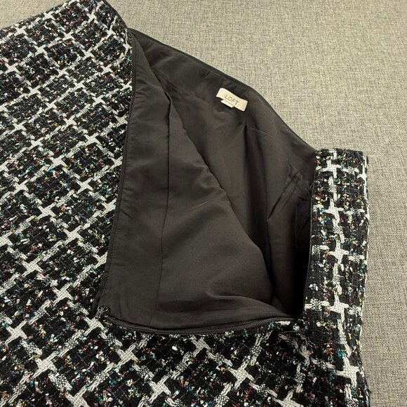 LOFT Mini Plaid Skirt‎ Metallic Multicolor Zipper Closure Lined Plus 18 - Picture 8 of 11